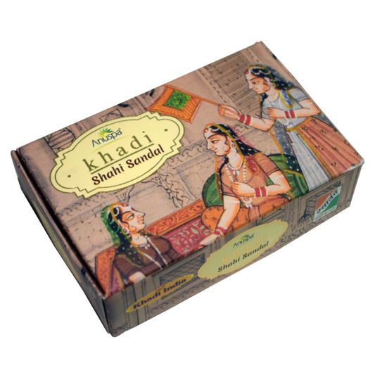 Anuspa Khadi Handcrafted Herbal Shahi Sandal Soap soothes the skin 125gms