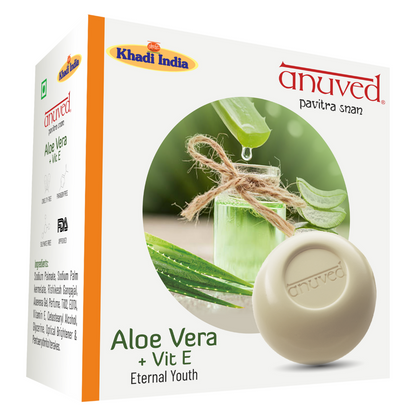 Anuved Nourishing Combo consists of Aloe Vera, Utane (Ubtan) and Haldi Chandan Herbal soaps for healing & youthful skin 125gms each (Pack of 3)