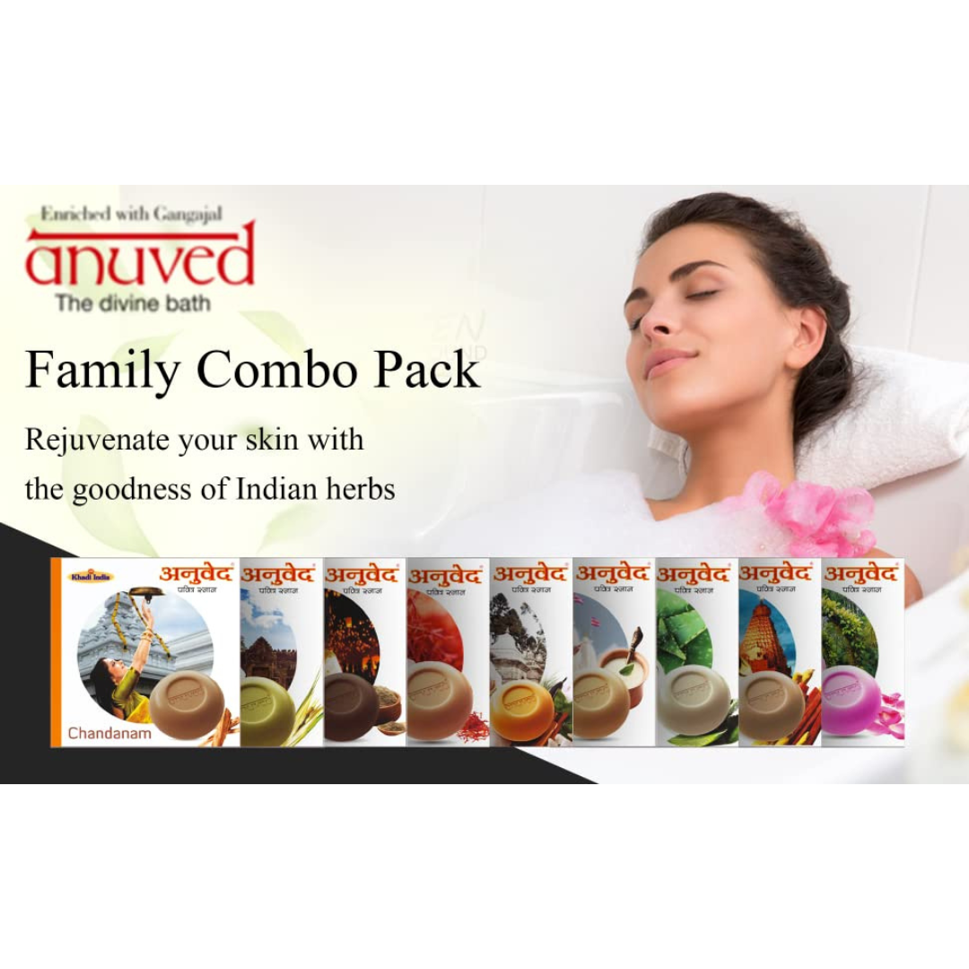 Anuved Herbal Soaps Family Pack of 9