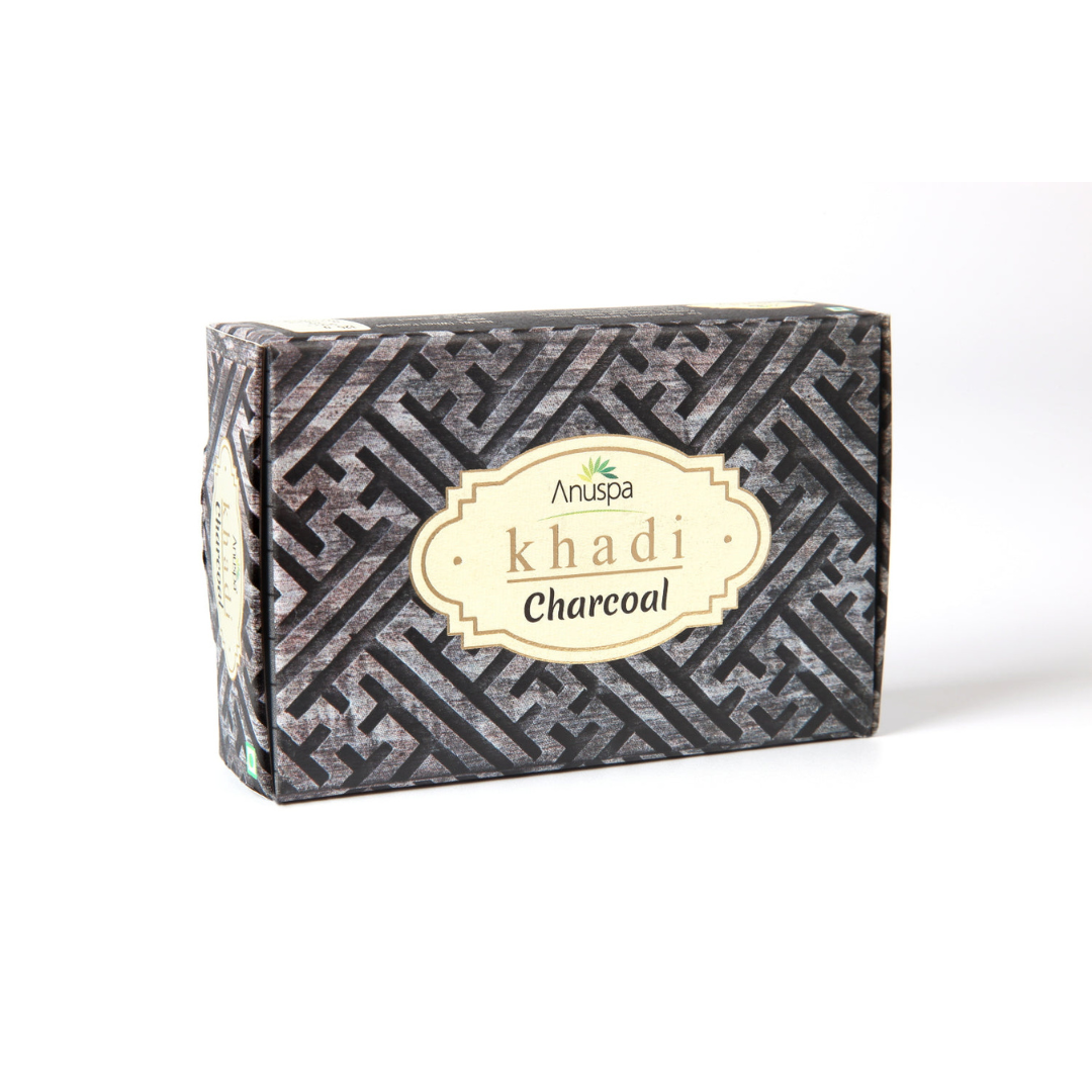 Anuspa Khadi Handcrafted Herbal Charcoal Soap for smoother & brighter look 125gms