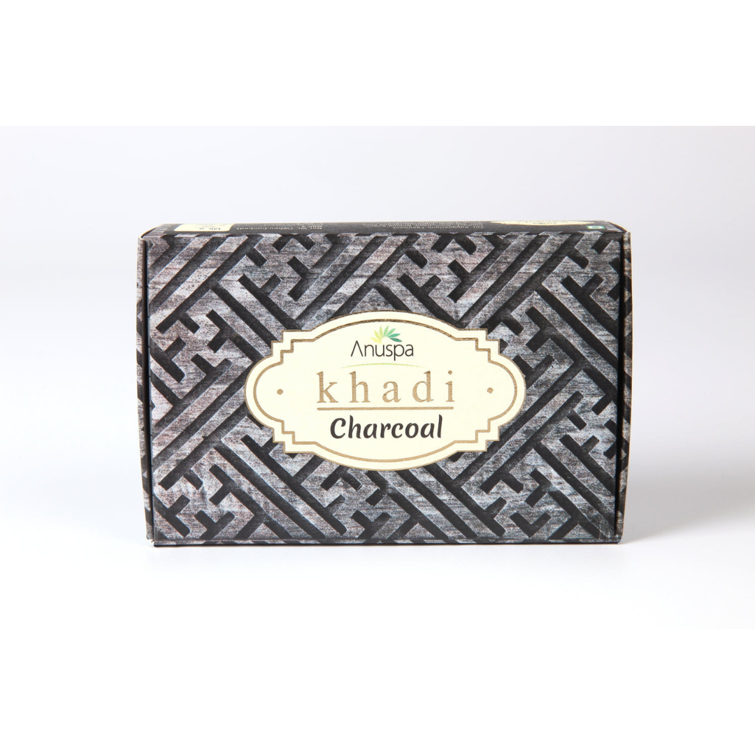 Anuspa Khadi Handcrafted Herbal Charcoal Soap for smoother & brighter look 125gms