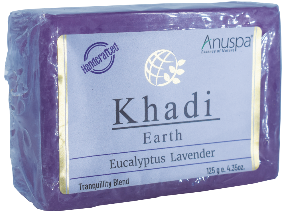Anuspa Khadi Earth Handcrafted Herbal Eucalyptus Lavender Bathing Bar,125gms