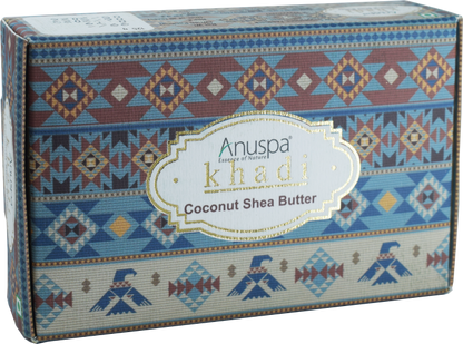Anuspa Khadi Handcrafted Herbal Coconut Shea Butter Soap for skin hydration 125gms each (Pack of 6)