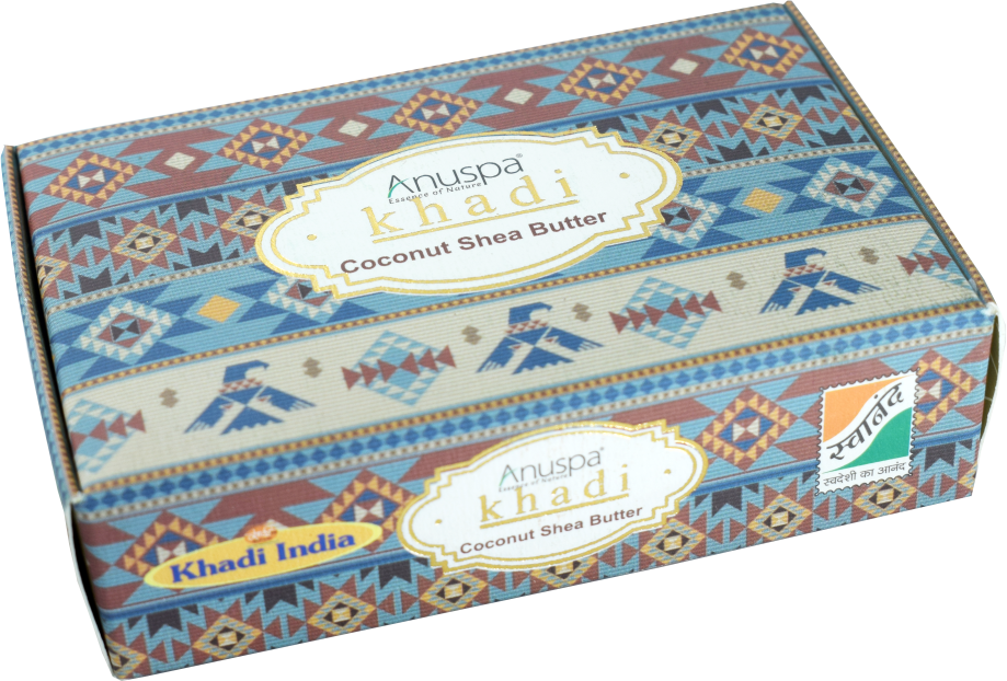 Anuspa Khadi Handcrafted Herbal Coconut Shea Butter Soap for skin hydration 125gms each (Pack of 6)