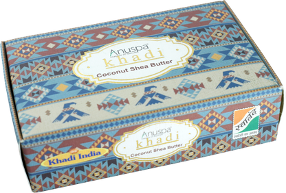 Anuspa Khadi Handcrafted Herbal Coconut Shea Butter Soap for skin hydration 125gms each (Pack of 6)