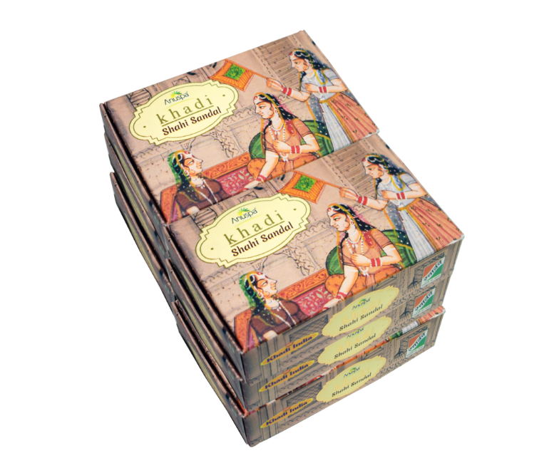 Anuspa Khadi Handcrafted Herbal Shahi Sandal Soap soothes the skin 125gms each (Pack of 6)