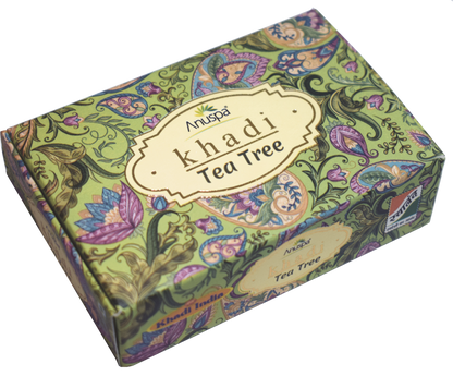 Anuspa Khadi Handcrafted Herbal Tea Tree Bathing Bar purifies the skin 125gms each (Pack of 6)