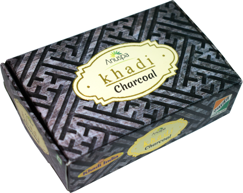 Anuspa Khadi Handcrafted Herbal Charcoal Soap for smoother & brighter look 125gms (Pack of 6)