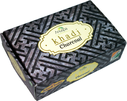 Anuspa Khadi Handcrafted Herbal Charcoal Soap for smoother & brighter look 125gms (Pack of 6)
