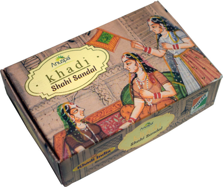 Anuspa Khadi Handcrafted Herbal Shahi Sandal Soap soothes the skin 125gms each (Pack of 6)