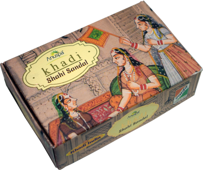 Anuspa Khadi Handcrafted Herbal Shahi Sandal Soap soothes the skin 125gms each (Pack of 6)