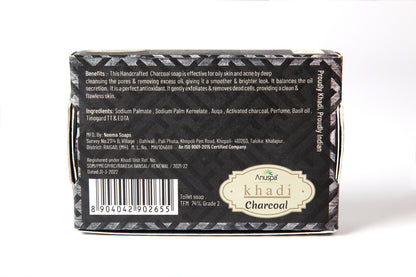 Anuspa Khadi Handcrafted Herbal Charcoal Soap for smoother & brighter look 125gms (Pack of 6)