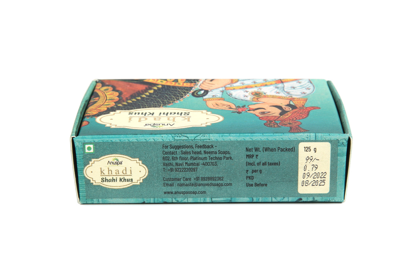 Anuspa Khadi Shahi & Scrub Combo - Shahi Khus [Vetiver], Shahi Sandal and Charcoal Herbal Soaps  125gms each (Pack of 3)