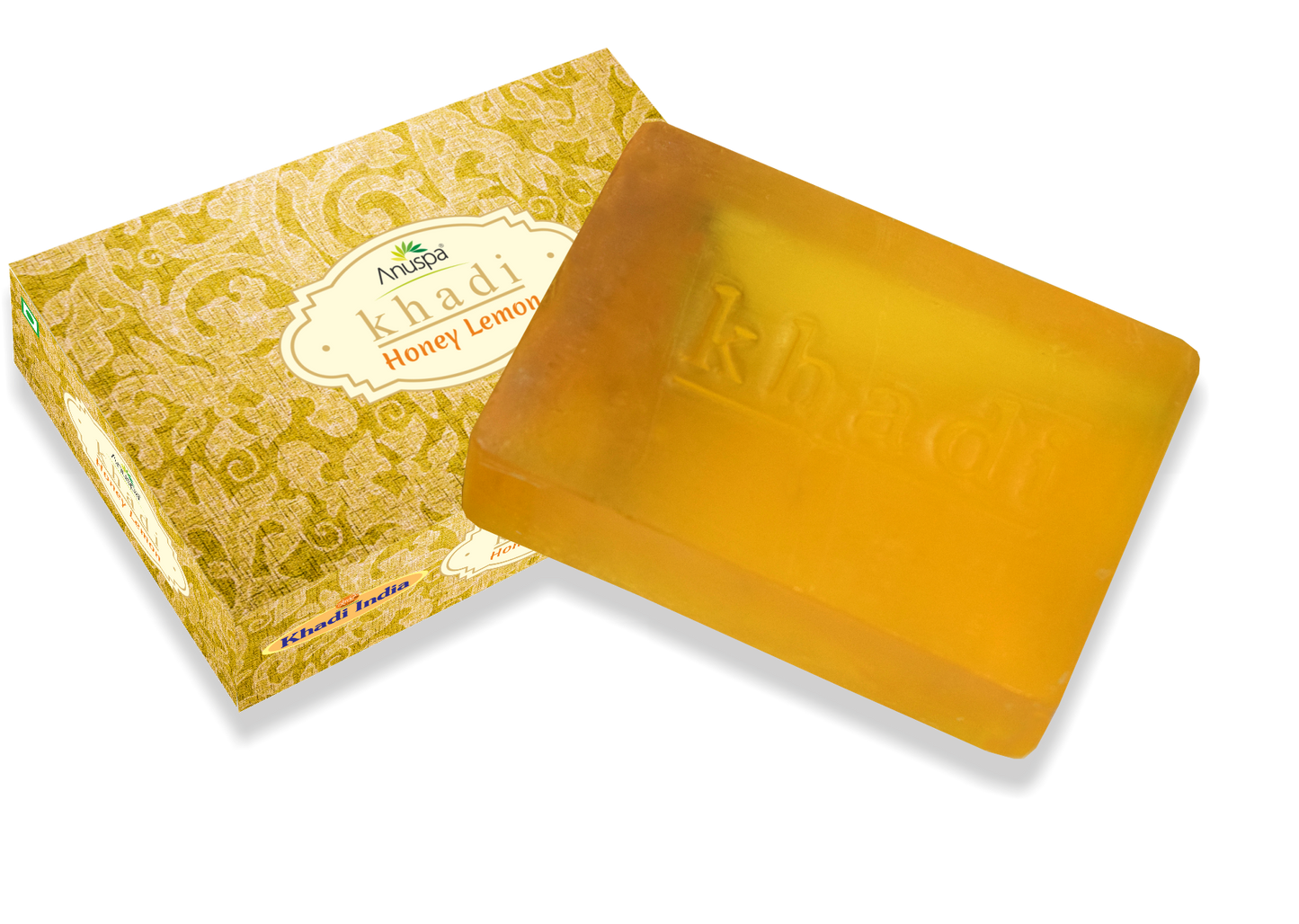 Anuspa Khadi Handcrafted Herbal Honey Lemon Bathing Bar soothes the skin 125gms each (Pack of 6)