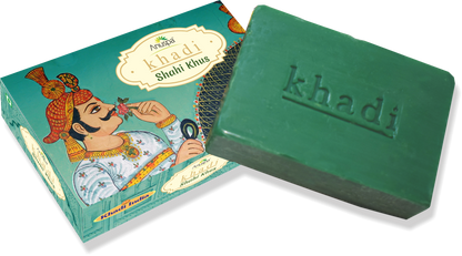 Anuspa Khadi Shahi & Scrub Combo - Shahi Khus [Vetiver], Shahi Sandal and Charcoal Herbal Soaps  125gms each (Pack of 3)