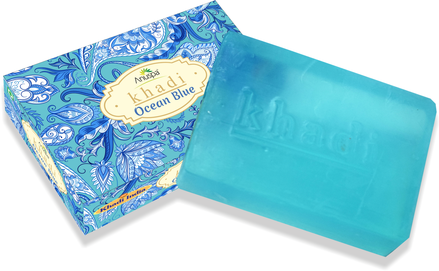 Anuspa Khadi Nature Combo of Ocean Blue, Honey Lemon & Tea Tree Herbal Bathing Bars 125gms each (Pack of 3)
