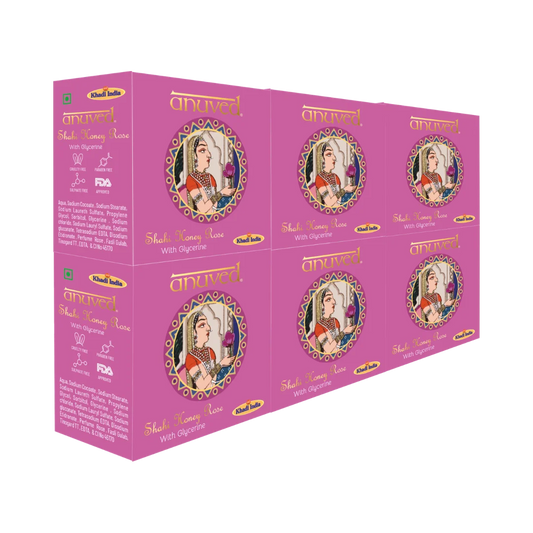 Anuved Shahi Honey Rose Bathing Bar - 125g each (Pack of 6)