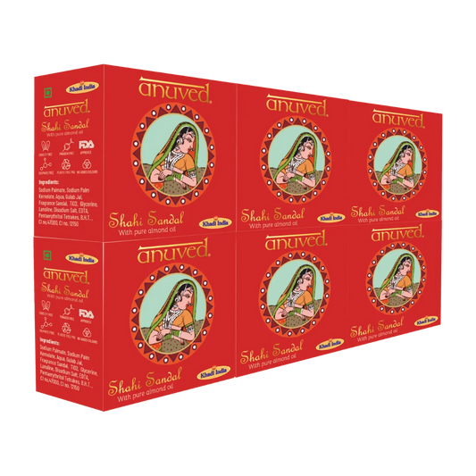 Anuved Shahi Sandal [Chandan] Soap - 125g each (Pack of 6)