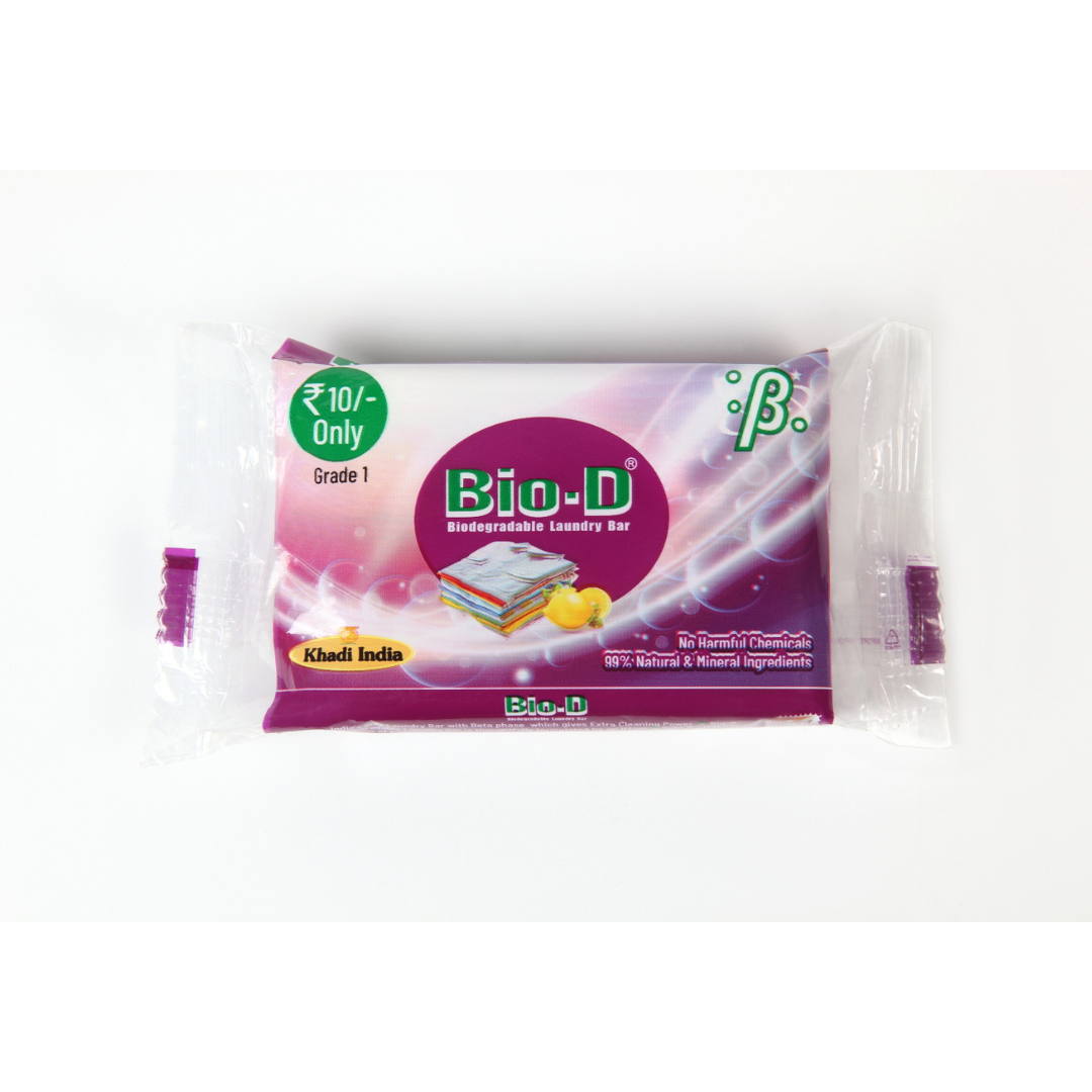 Bio-D Detergent Bar Soap, Its tough on dirt but soft on fabric as well as hands. Brightens your clothes as New, Consumes less water & saves Marine Life. - 55g each (Pack of 24)