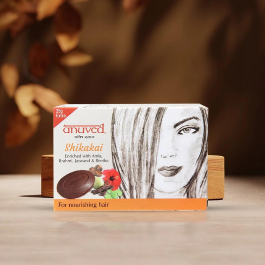 Anuved Herbal Shikakai Soap for Hair Care with Shikakai, Amla, Brahmi, Jaswand and Reetha is excellent for cleansing, nourishing & conditioning all types of hair 100gms each (Pack of 3)