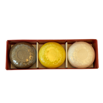 Anuved Uphaar Gift Set contains Utane[Ubtan], Shahi Sandal and Aloevera + Vitamin E Herbal Soaps - 100gms each (Set of 3)