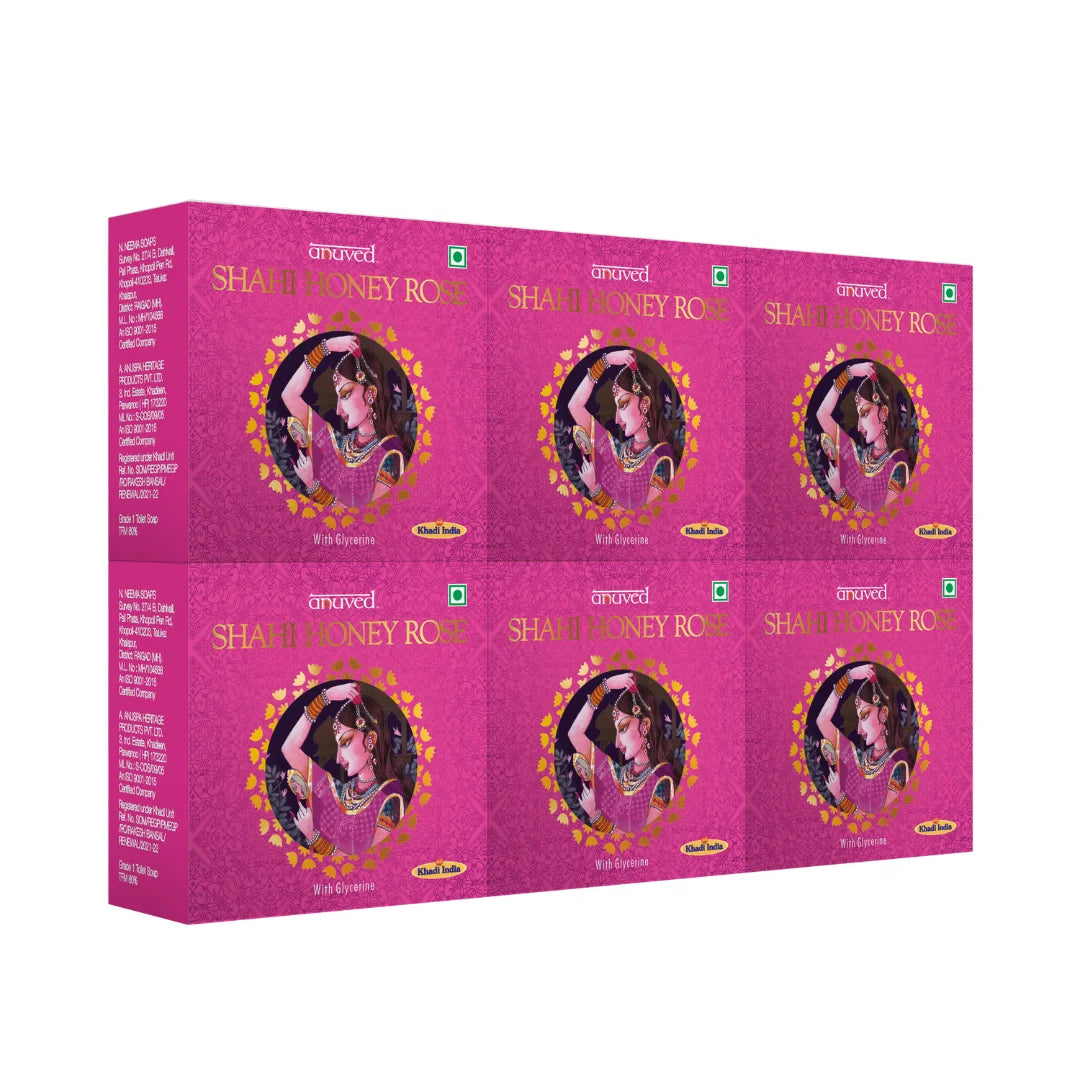 Anuved Shahi Honey Rose Bathing Bar - 125g each