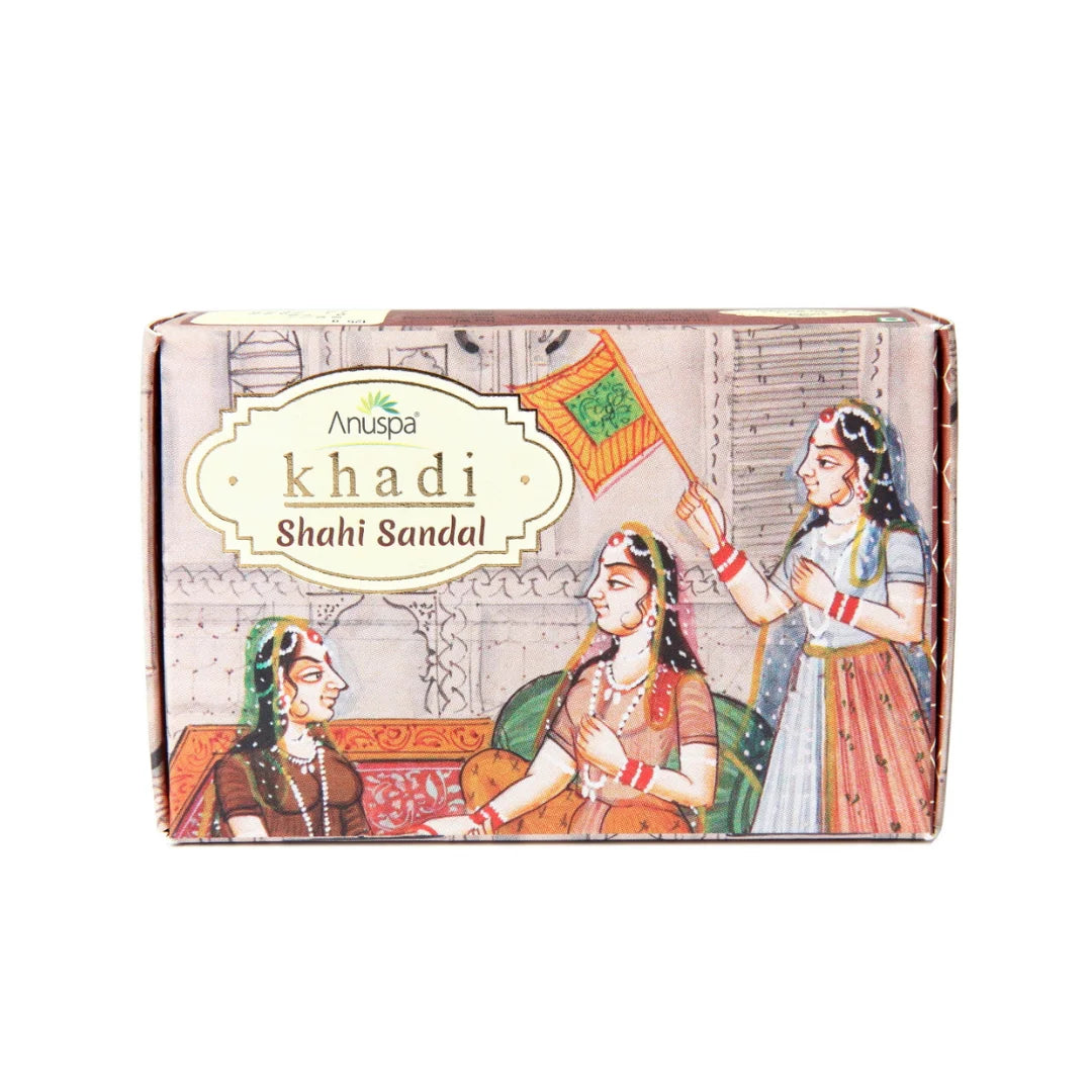 Anuspa Khadi Handcrafted Herbal Shahi Sandal Soap soothes the skin 125gms