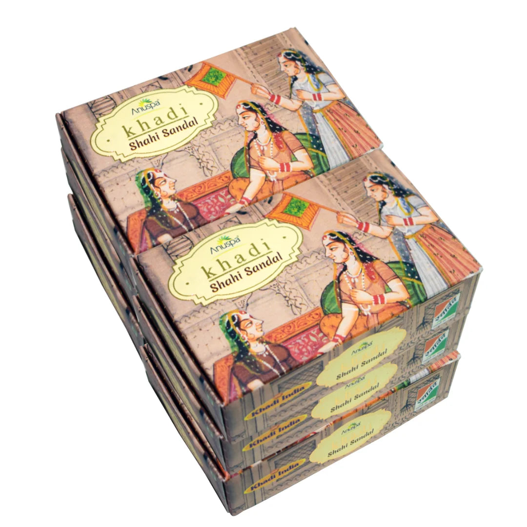 Anuspa Khadi Handcrafted Herbal Shahi Sandal Soap soothes the skin 125gms