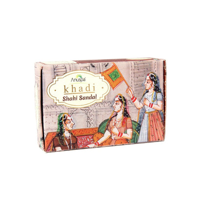 Anuspa Khadi Shahi & Scrub Combo - Shahi Khus [Vetiver], Shahi Sandal and Charcoal Herbal Soaps  125gms each (Pack of 3)