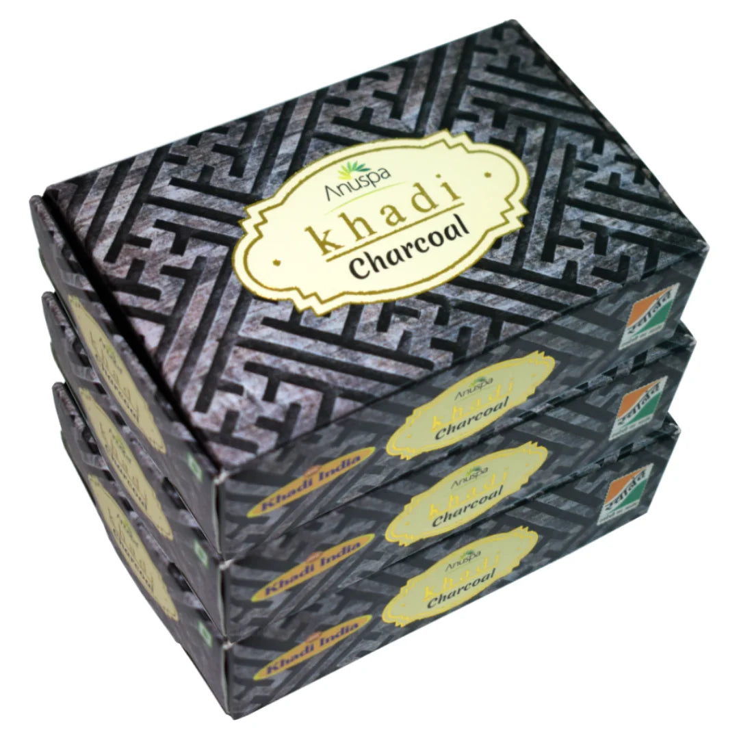 Anuspa Khadi Handcrafted Herbal Charcoal Soap for smoother & brighter look 125gms