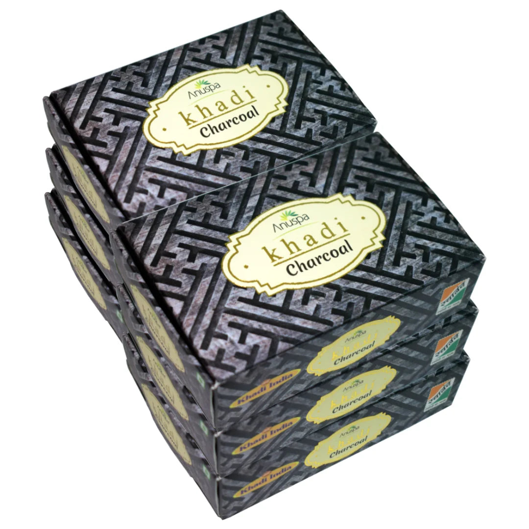 Anuspa Khadi Handcrafted Herbal Charcoal Soap for smoother & brighter look 125gms