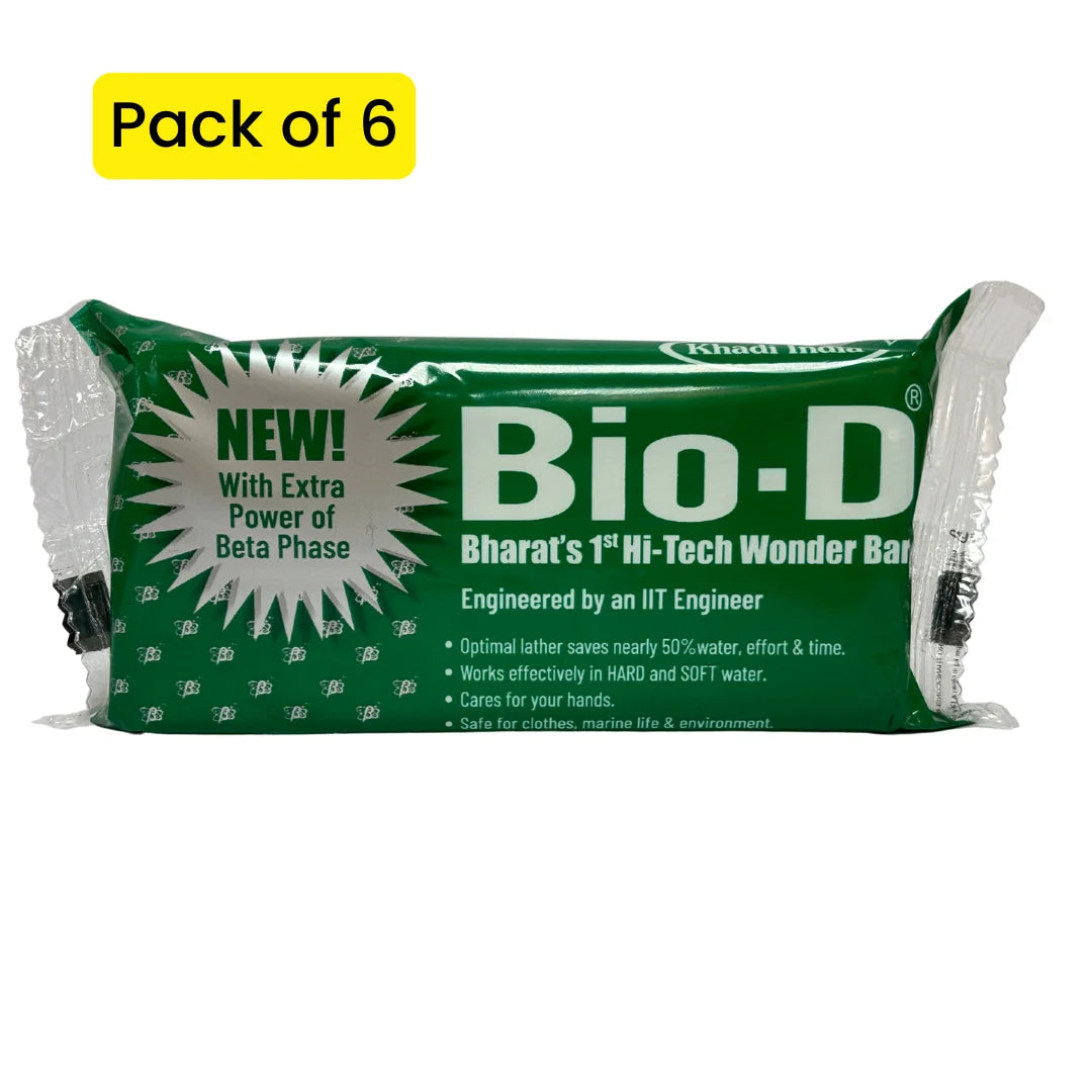 Bio-D green Laundry Bar (Pack of 6) is tough on dirt and soft on fabric as well as hands. Brightens your clothes as new, consumes less water & saves Marine Life 200gms each