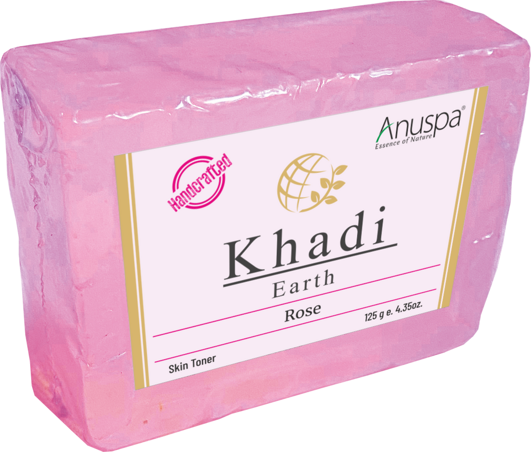 Anuspa Handcrafted Herbal Khadi Earth Rose Bar for Tranquillity Blend, Pack Of 1 (125g )