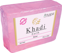 Load image into Gallery viewer, Anuspa Handcrafted Herbal Khadi Earth Rose Bar for Tranquillity Blend, Pack Of 3 (125g each )
