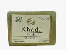 Load image into Gallery viewer, Anuspa Handcrafted Herbal Khadi Earth Neem [Indian Lilac] Tulsi [Holy-Basil] Soaps for skin protection 125gms (Pack of 3)
