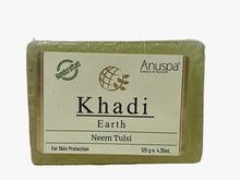 Load image into Gallery viewer, Anuspa Handcrafted Herbal Khadi Earth Neem [Indian Lilac] Tulsi [Holy-Basil] Bar for skin protection 125gms (Pack of 1)
