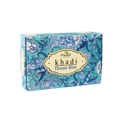 Anuspa Khadi Nature Combo of Ocean Blue, Honey Lemon & Tea Tree Herbal Bathing Bars 125gms each (Pack of 3)