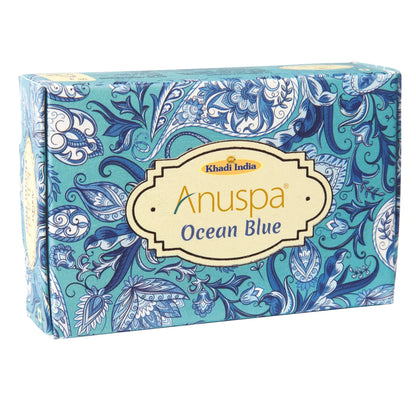Anuspa Khadi Handcrafted Herbal Ocean Blue Bathing Bar for hydration 125gms