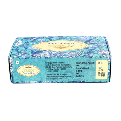 Anuspa Khadi Handcrafted Herbal Ocean Blue Bathing Bar for hydration 125gms