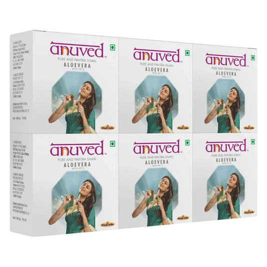 Anuved Aloe Vera Soap with Vitamin E Soap - 125g each (Pack of 6)