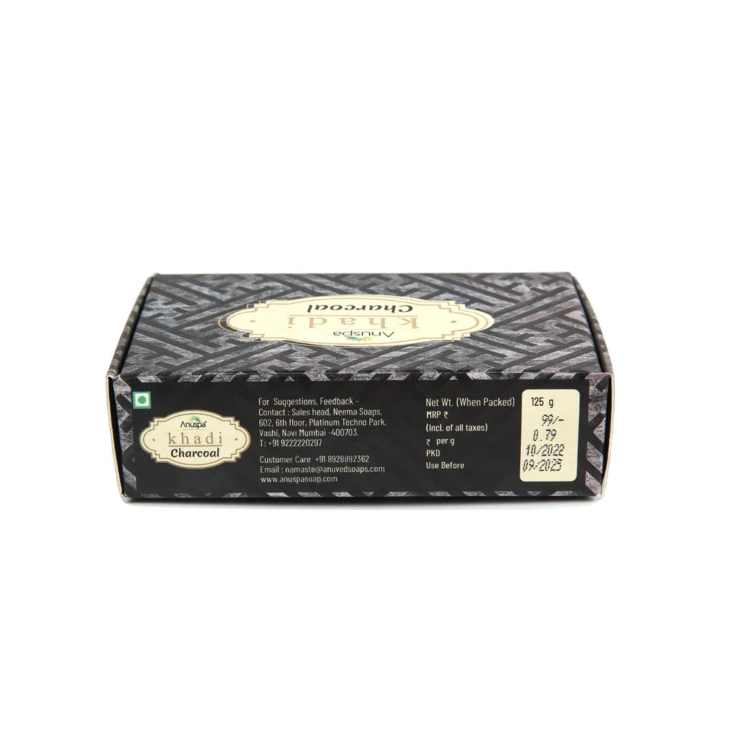 Anuspa Khadi Handcrafted Herbal Charcoal Soap for smoother & brighter look 125gms