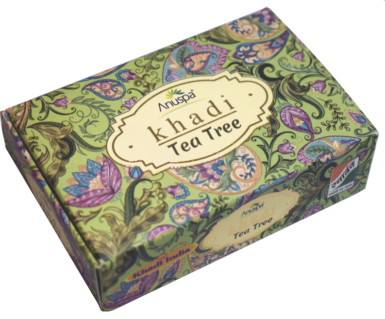 Anuspa Khadi Handcrafted Herbal Tea Tree Soap purifies the skin 125gms each (Pack of 6)
