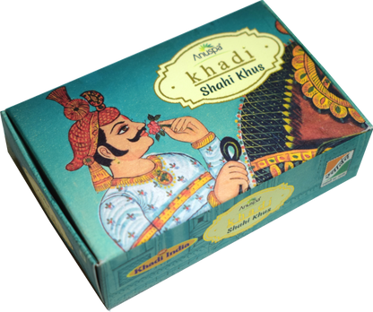 Anuspa Khadi Handcrafted Herbal Shahi Khus [Vetiver] Soap useful for oily skin and acne 125gms each (Pack of 6)