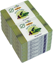 Load image into Gallery viewer, Anuspa Khadi Handcrafted Herbal Neem [Indian Lilac] Tulsi [Holy-Basil] soap for skin protection 100gms each (Pack of 10)
