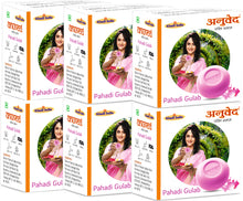Load image into Gallery viewer, Anuved Herbal Pahadi Gulab [Rose] Soap enriched with Rishikesh Gangajal and pure Rose Water for cooling, toning &amp; hydrating your skin into a glowing, soft, petal-like skin 125gms each (Pack of 6)

