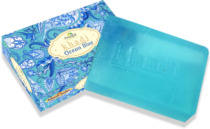 Anuspa Khadi Handcrafted Herbal Ocean Blue Bathing Bar for hydration 125gms each (Pack of 6)