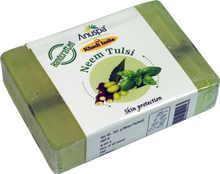 Load image into Gallery viewer, Anuspa Khadi Herbal Soaps Family Combo - Spicy Orange &amp; Cedar Wood, Neem Tulsi, Turmeric Sandalwood, Eucalyptus Lavender and Honey Aloe Vera 100gms each (Pack of 5)
