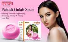 Load image into Gallery viewer, Anuved Herbal Pahadi Gulab [Rose] Soap enriched with Rishikesh Gangajal and pure Rose Water for cooling, toning &amp; hydrating your skin into a glowing, soft, petal-like skin 125gms each (Pack of 3)
